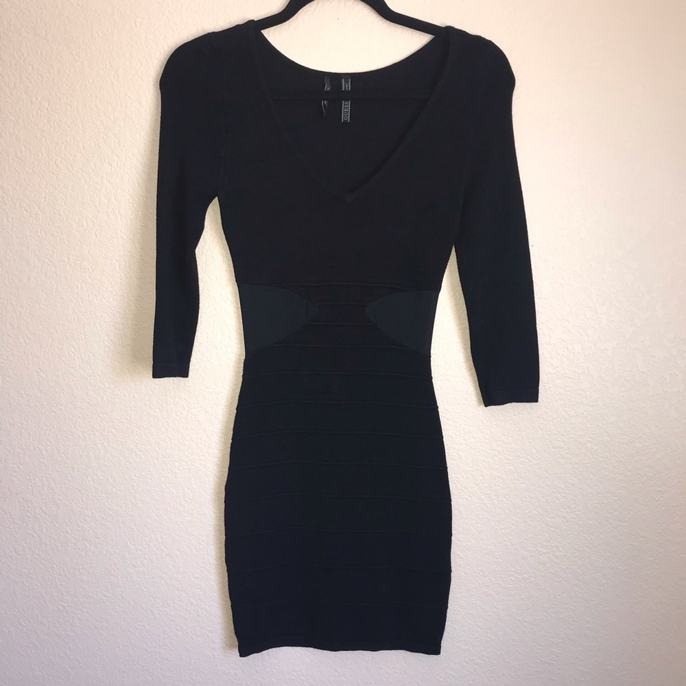 LBD Form Fitted Bodycon VNeck BlackDress